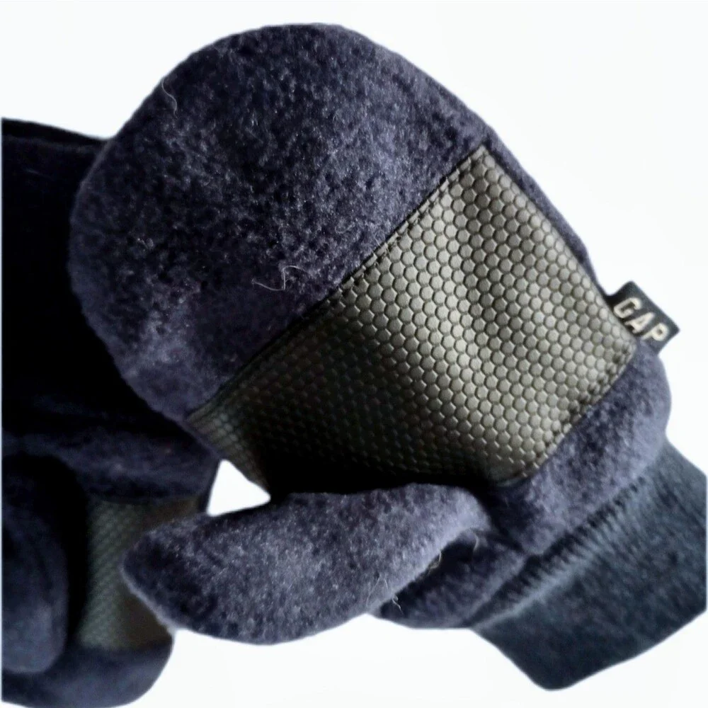 Baby GAP Navy Blue Fleece Snow Mittens w/Black Textured Palm sz S/M Toddler Kids